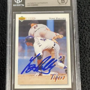 Tony Phillips Signed 1992 Upper Deck Card #184 BAS Certified Detroit Tigers

