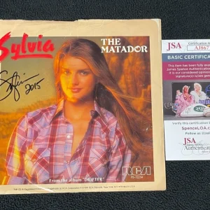 Sylvia Hutton Dual-Signed The Matador 45 RPM Album Cover JSA COA