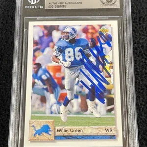 Willie Green Signed 1992 Upper Deck Card #613 Beckett Certified Detroit Lions
