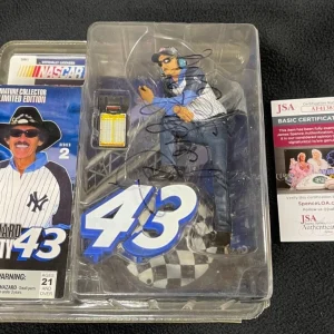 Richard Petty Signed In Black NASCAR McFarlane Action Figure JSA COA