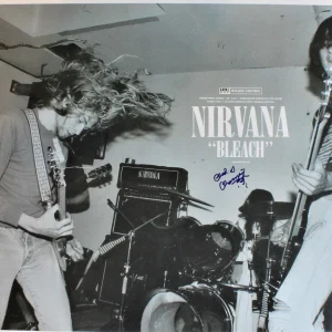 Nirvana BLEACH promo poster, Hand signed by Krist Novoselic & Chad Channing ACOA
