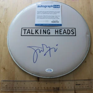 Talking Heads, Jerry Harrison SIGNED 12" Drum Head (a) ACOA