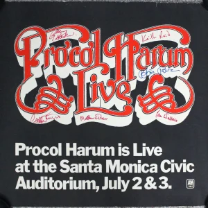 Procol Harum Live Santa Monica 1972 Concer Poster Signed Robin Trower +5 ACOA
