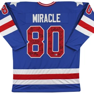 1980 USA Hockey 19 Autos Craig, Eruzione, Broten Signed Blue Jersey BAS Wit 2
