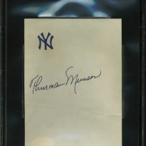 Yankees Thurman Munson Authentic Signed 4x5.5 Cut Auto Graded Gem 10 BAS Slabbed
