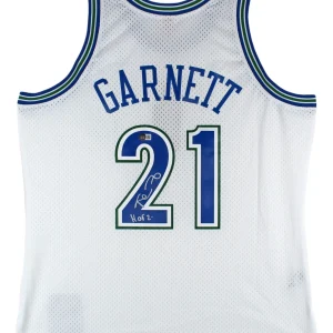 Timberwolves Kevin Garnett "HOF 2020" Signed White M&N HWC Jersey BAS Witnessed