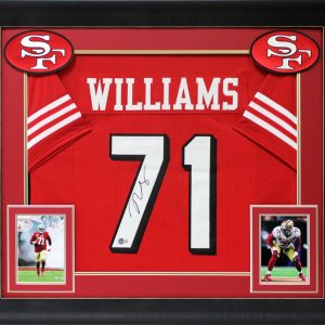 Trent Williams Signed Red Pro Style Framed Jersey w/ Dropshadow BAS Witnessed
