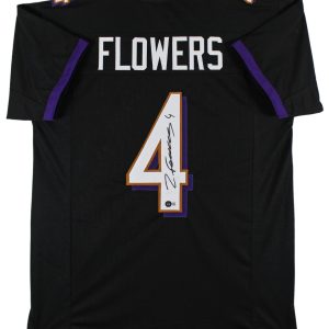 Zay Flowers Authentic Signed Black Pro Style Jersey Autographed BAS Witnessed
