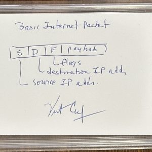 Vint Cerf FATHER OF THE INTERNET SIGNED SKETCH Basic Internet Packet PSA DNA COA