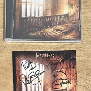 Def Leppard Drastic Symphonies CD + SIGNED ART CARD AUTOGRAPHED IN HAND NEW