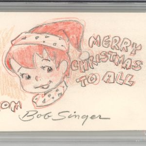 The FLINTSTONES Pebbles Original Color Pencil Drawing Signed Bob Singer PSA DNA
