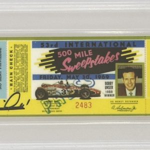 1969 Indy Indianapolis 500 Replica Ticket Signed Mario Andretti PSA DNA COA F1