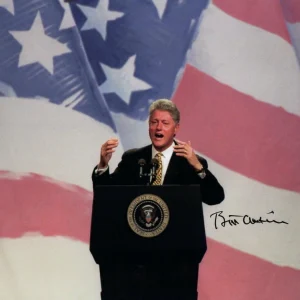President Bill Clinton Signed Autograph 11x14 Photo - American Flag PSA COA