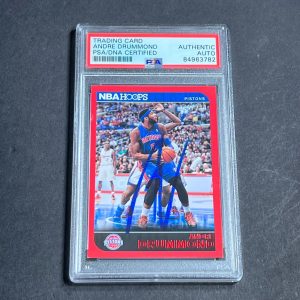 2014-15 NBA Hoops #97 Andre Drummond Signed Card AUTO PSA Slabbed Pistons
