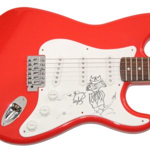 Angus Young Signed Autograph Red Fender Guitar Amazing Original Art Sketch JSA