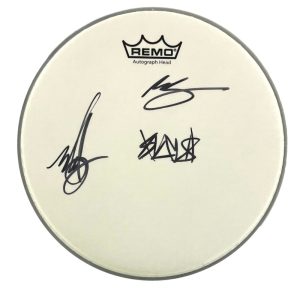 Blink-182 Signed Autograph 10" Drumhead - Travis Barker Mark Hoppus +1 JSA COA