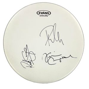 Def Leppard Band x3 Signed Autograph 16" Drumhead - Campbell Collen Savage JSA
