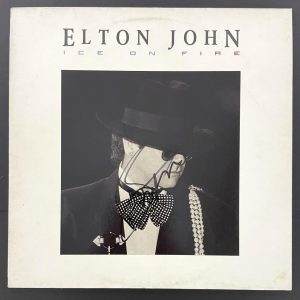 Bernie Taupin Signed Autograph Album Vinyl Record LP Elton John Ice on Fire JSA