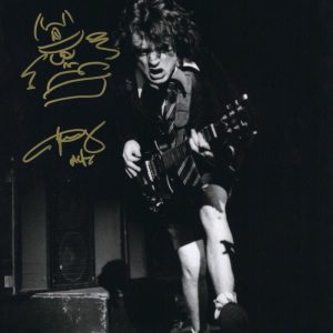 Angus Young AC/DC Signed Autograph 11x14 Photo with Original Art Sketch JSA COA