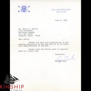 New ListingPresident George H.W. Bush signed Letter as VP JSA COA Rare Auto Z1465