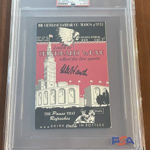 Mel Harder Signed 1932 Cleveland Indians Score Card Reprint Rare PSA/DNA Slabbed