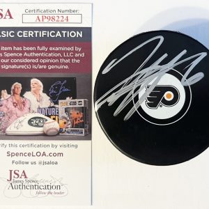 Travis Sanheim Signed Autographed Philadelphia Flyers Logo Hockey Puck JSA