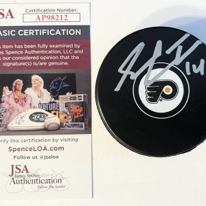 Sean Couturier Signed Autographed Philadelphia Flyers Logo Hockey Puck JSA