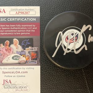 Adam Fantilli Signed Autographed Columbus Blue Jackets Logo Hockey Puck JSA