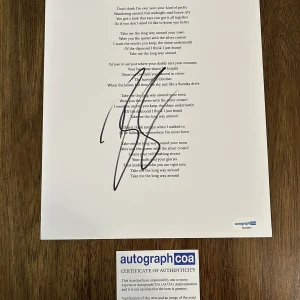 Brett Eldredge 'The Long Way’ Signed Lyric Sheet Country Singer ACOA
