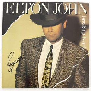 Bernie Taupin Signed Autograph Album Vinyl Record Elton John Breaking Hearts JSA