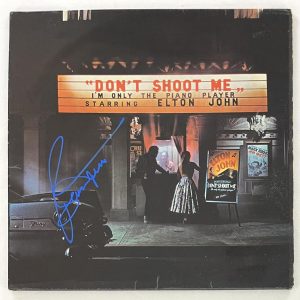 Bernie Taupin Signed Autograph Album Record Don't Shoot Me Piano Player JSA COA