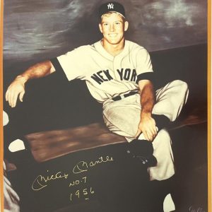 Mickey Mantle Signed Autograph 16x20 Photo Poster NY Yankees w/ No 7 1956 PSA