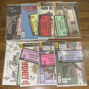 EIGHT 8 GUN HONEY BLOOD FOR BLOOD #1 VARIANT ALL SIGNED BY CHARLES ARDAI W/ COA