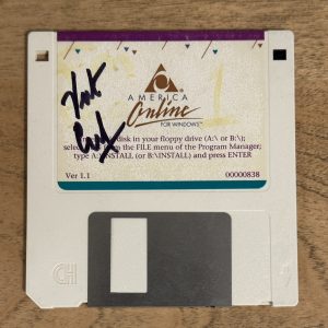 Vint Cerf FATHER INTERNET SIGNED America Online AOL 1.1 Disk BAS Beckett COA