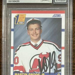 1990 SCORE MARTIN BRODEUR SIGNED ROOKIE CARD BAS BECKETT GEM MINT 10 AUTOGRAPH