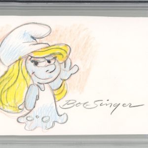Smurfette Original Color Drawing Sketch Signed & Drawn By Bob Singer PSA DNA