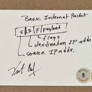 Vint Cerf INVENTOR OF THE INTERNET SIGNED HAND DRAWN SKETCH BAS Beckett COA