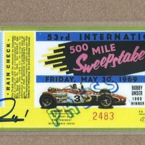 1969 Indy Indianapolis 500 Replica Ticket Signed Mario Andretti Beckett BAS COA