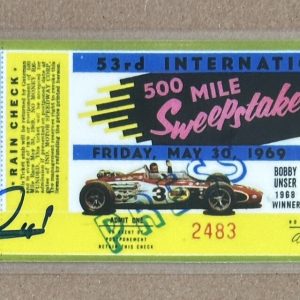 1969 Indy Indianapolis 500 F1 Replica Ticket Signed Mario Andretti Beckett BAS