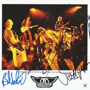 Aerosmith REAL hand SIGNED Photo #1 COA all 5 Steven Joe Tom Joey Brad