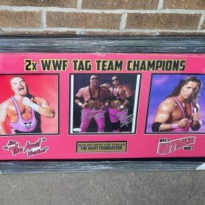 The Hart Foundation Bret Hart & Jim Neidhart Signed Framed Photo Display JSA COA