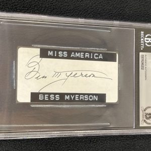 Bess Myerson Signed Cut Autograph Beckett Certified 1945 Miss America