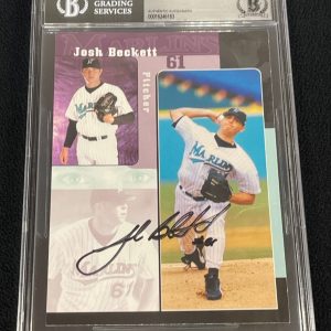 Josh Beckett Signed Florida Marlins Team Issues Jumbo Card Beckett BAS Certified