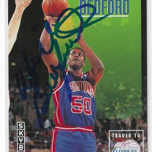 William Bedford Signed 1992/93 Skybox Card #67 Detroit Pistons L.A. Clippers