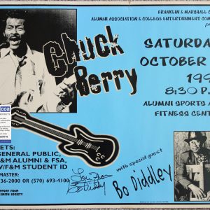 Bo Diddley Signed Vintage Concert Poster w/ Chuck Berry ACOA 1999