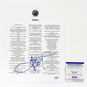 Ice-T Signed Lyric Sheet Colors PSA/DNA COA