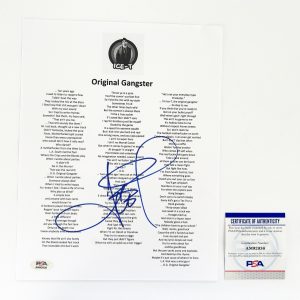 Ice-T Signed Lyric Sheet Original Gangster PSA/DNA COA