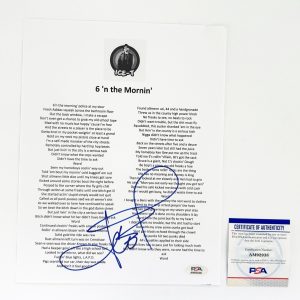 Ice-T Signed Lyric Sheet 6 N The Mornin PSA/DNA COA