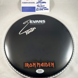Nicko McBrain Signed Drumhead Iron Maiden PSA/DNA COA