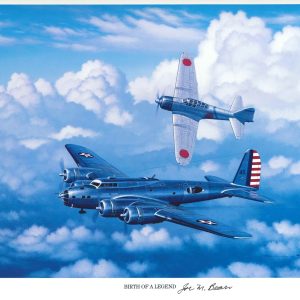 JOE BEAN SIGNED BIRTH OF A LEGEND STAN STOKES PRINT WWII B-17 NAVIGATOR